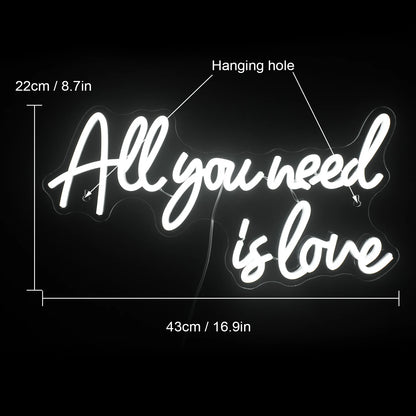 Enseigne LED USB Mini 5V "All You Need is Love" - Économique