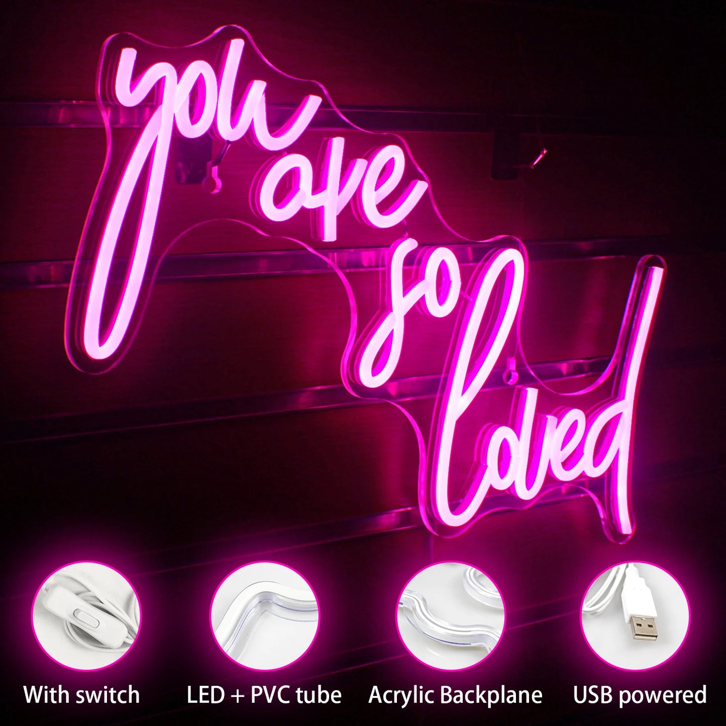 You Are So Loved 5V Mini USB  LED Neon Sign - Budget-Friendly