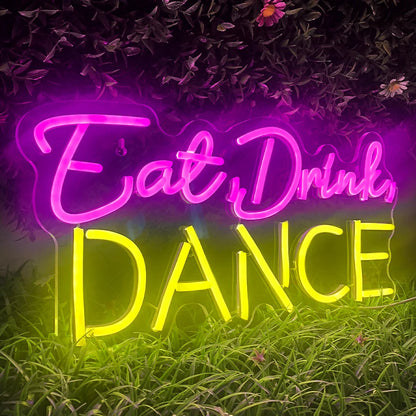 Eat Drink Dance 5V Mini USB LED Neon Sign - Budget Friendly