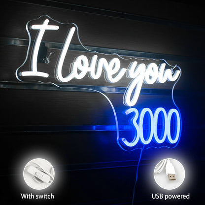 I Love You 3000 Times 5V Mini USB LED Neon Sign - Budget Friendly