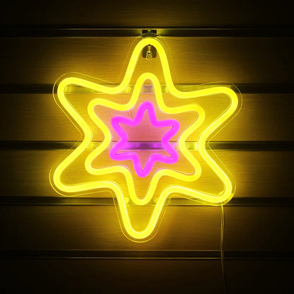 Hexagonal Star 5V Mini USB LED Neon Sign - Budget Friendly