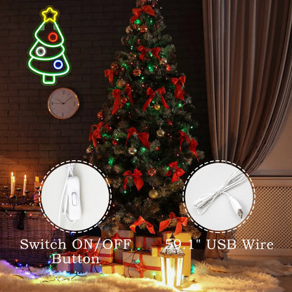 Christmas Tree 5V Mini USB LED Neon Sign - Budget Friendly