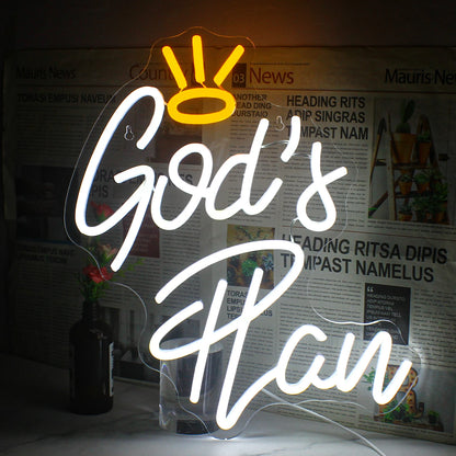 God's Plan Letter 5V Mini USB LED Neon Sign - Budget Friendly