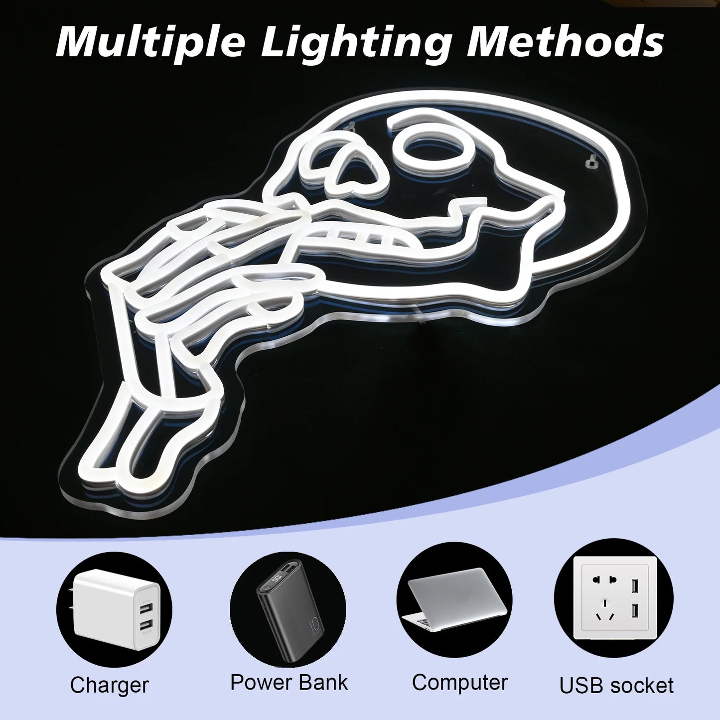 Skull 5V Mini USB LED Neon Sign - Budget Friendly