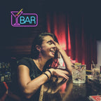 BAR – Koktejlová sklenice a obdélníkový okraj – LED neonová cedule (5 V USB)
