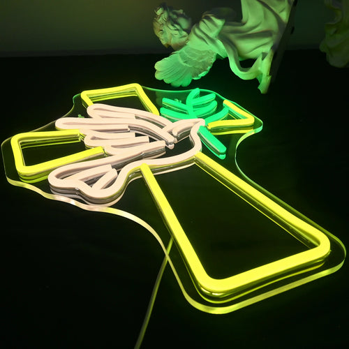 Cruz y paloma de la paz – neón LED (5 V USB)