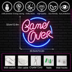 Game Over – Cornice circolare – scritta al neon LED (5 V USB)