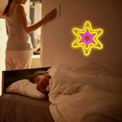 Hexagonal Star 5V Mini USB LED Neon Sign - Budget Friendly