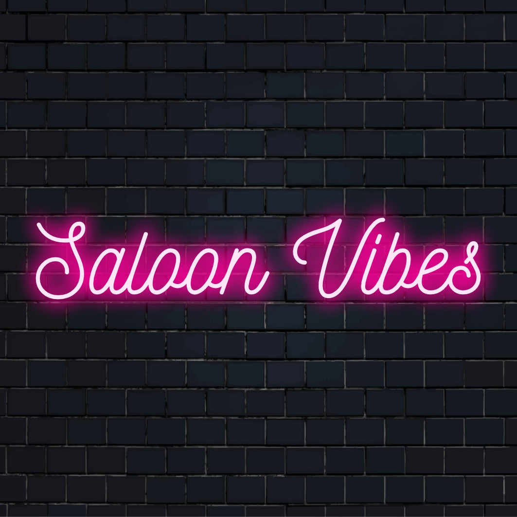 Custom-made LED neon sign with Saloon Vibes text; perfect neon light decor with a rustic charm for any space.