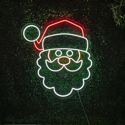 Visage du Père Noël enseigne au néon