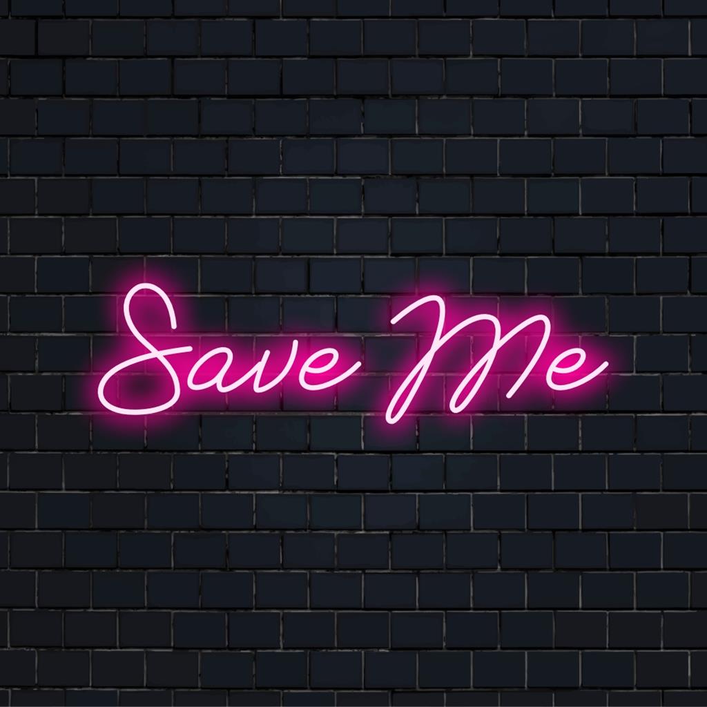 Enseigne au néon LED personnalisée avec le texte Save Me, conçue comme une décoration murale au néon accrocheuse pour les espaces personnels.
