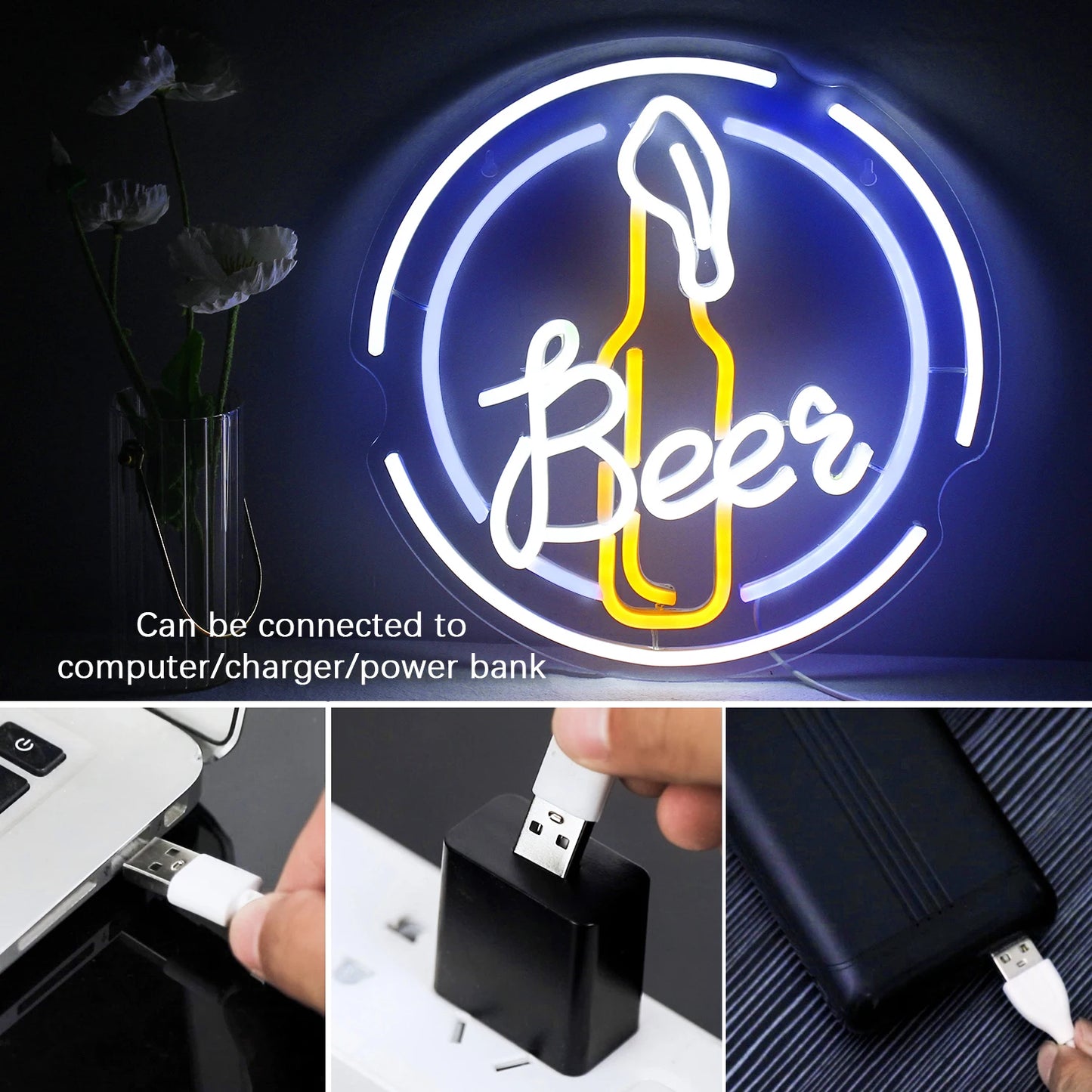 Bar Beer 5V Mini USB LED Neon Sign - Budget Friendly