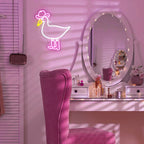 Canard cowboy rose et blanc – néon mural LED (5 V USB)