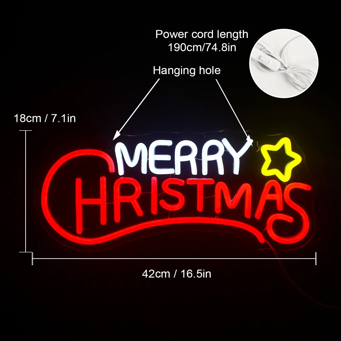 Merry Christmas 5V Mini USB  LED Neon Sign - Budget-Friendly