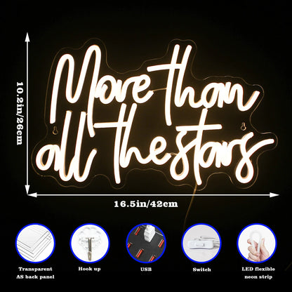 More Than All The Stars 5V Mini USB LED Neon Sign - Budget Friendly