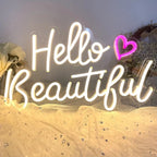 Hello Beautiful – Cœur – enseigne néon LED (5 V USB)