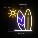 Nap és szörfdeszka – LED-neon dekoráció (5 V USB)