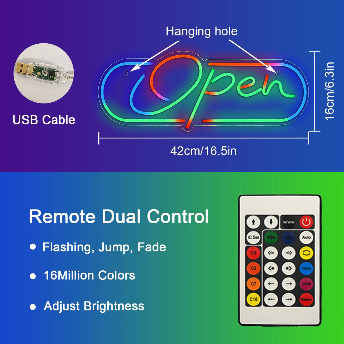 RGB Open – néon LED (5 V USB)