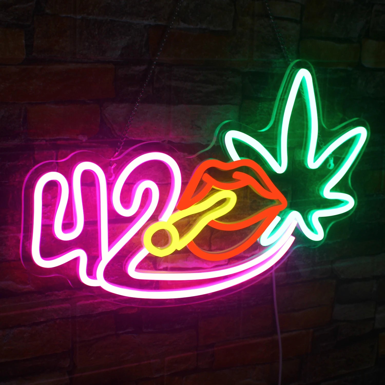  Green Leaf, Cigar 5V Mini USB LED Neon Sign - Budget Friendly