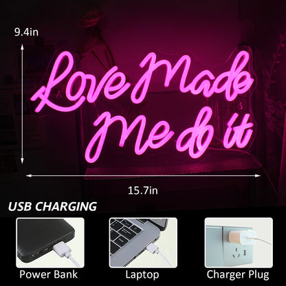 Love Made Me Do It 5V Mini USB LED Neon Sign - Budget Friendly