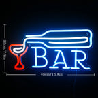 BAR – Veini klaasi valav pudel – LED-neoonreklaam (5 V USB)