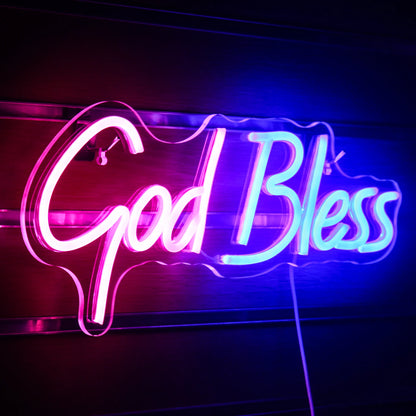 God Bless 5V Mini USB LED Neon Sign - Budget Friendly