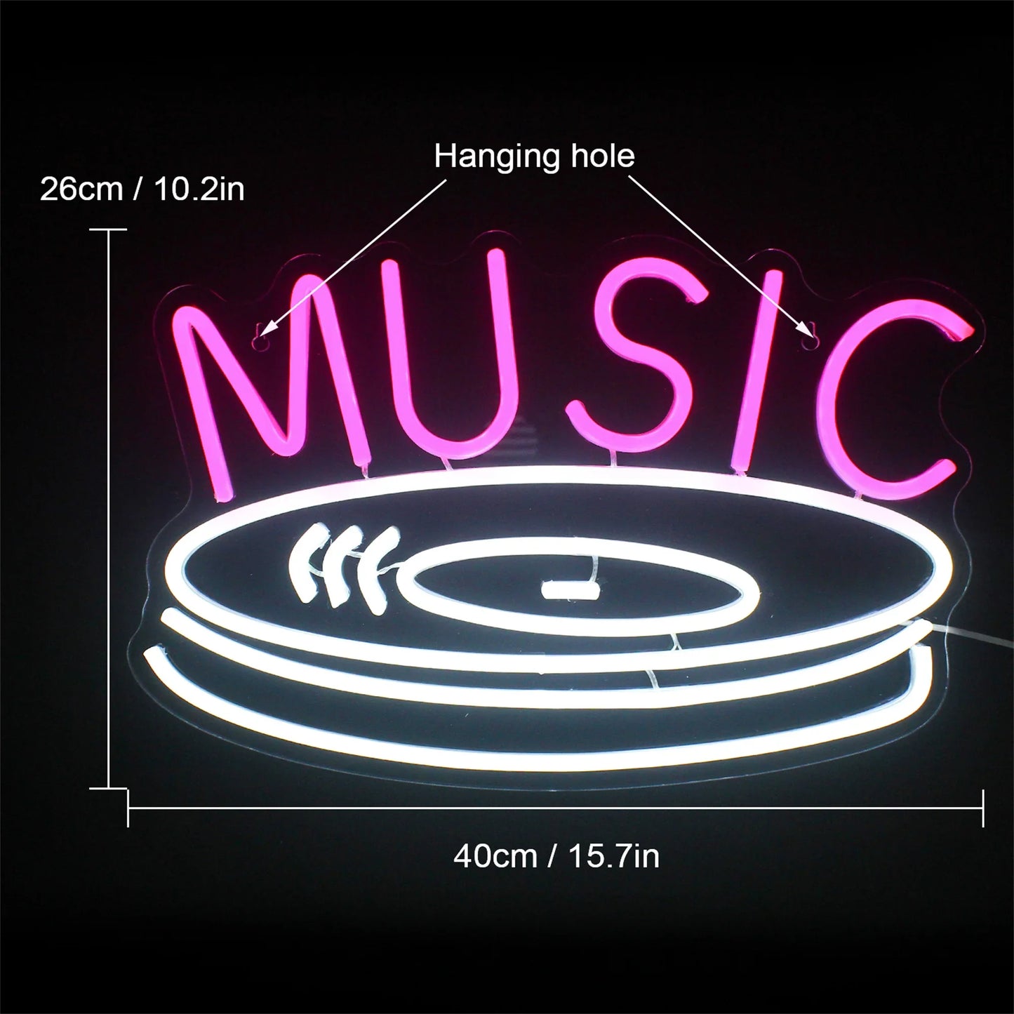 Music Record 5V USB LED Neon Sign - Budget Friendly