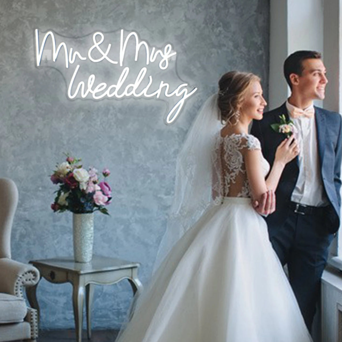 Mr&Mrs Wedding – néon LED (5 V USB)
