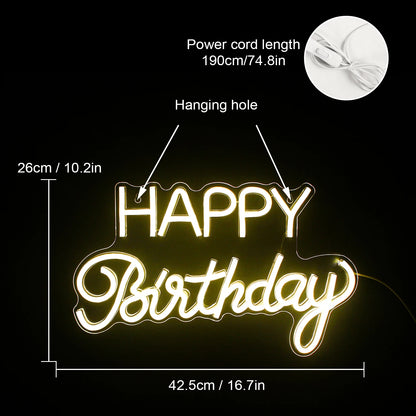 Happy Birthday 5V Mini USB LED Neon Sign - Budget Friendly