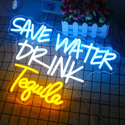 Save Water Drink Tequila 5V Mini USB LED Neon Sign - Budget Friendly