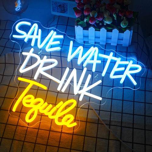 Save Water Drink Tequila – φωτεινή επιγραφή LED νέον (5 V USB)