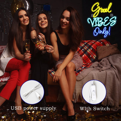 Good Vibes Only 5V Mini USB LED Neon Sign - Budget Friendly