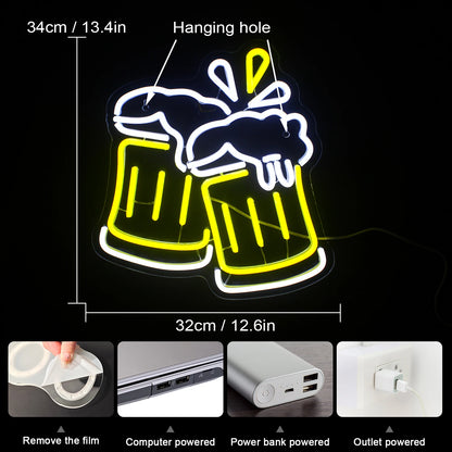 Beer Cheers 5V Mini USB  LED Neon Sign - Budget Friendly