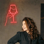 Pahar de vin roșu – reclamă luminoasă neon LED (5 V USB)