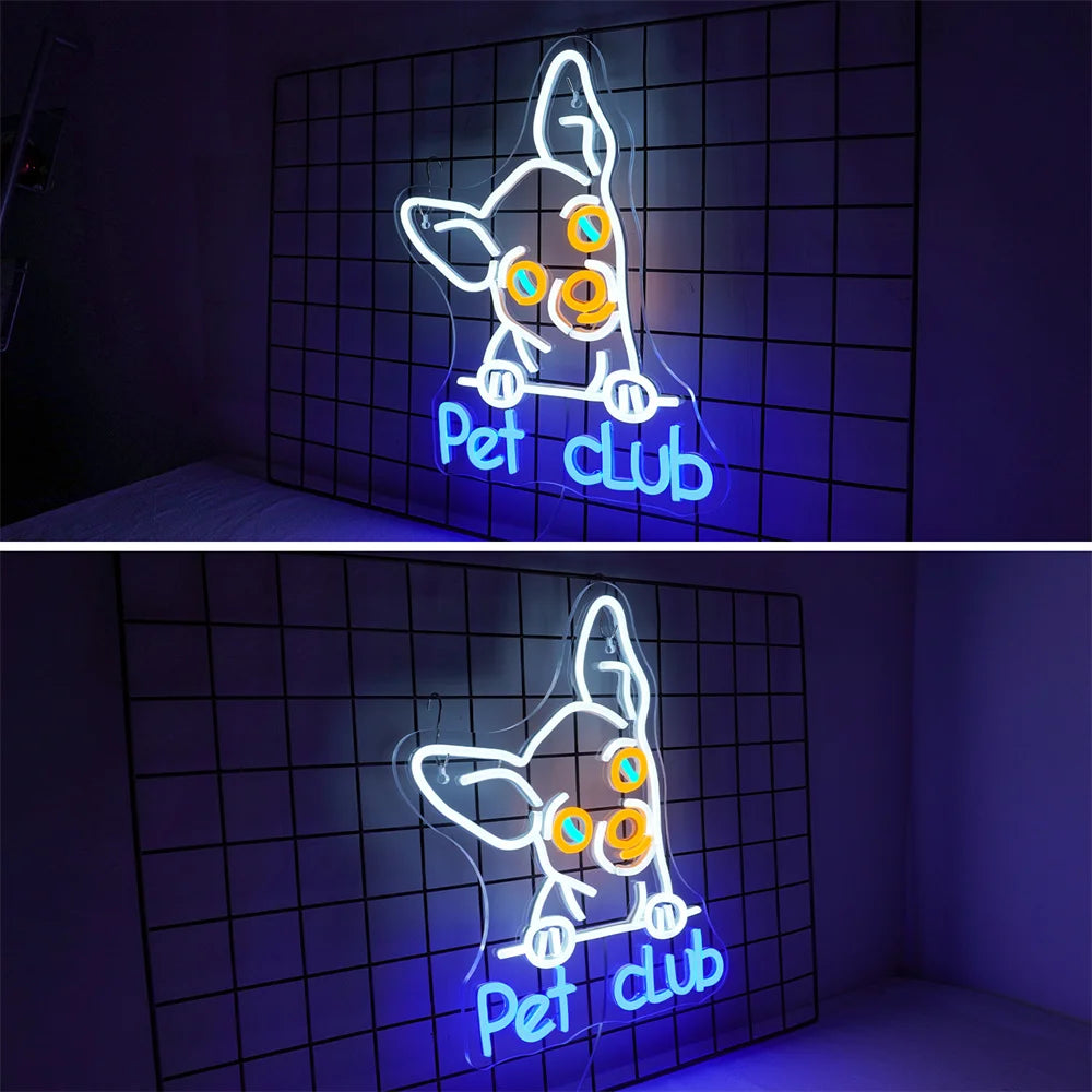Pet Club – Kutyapofa – LED-neon felirat (5 V USB)