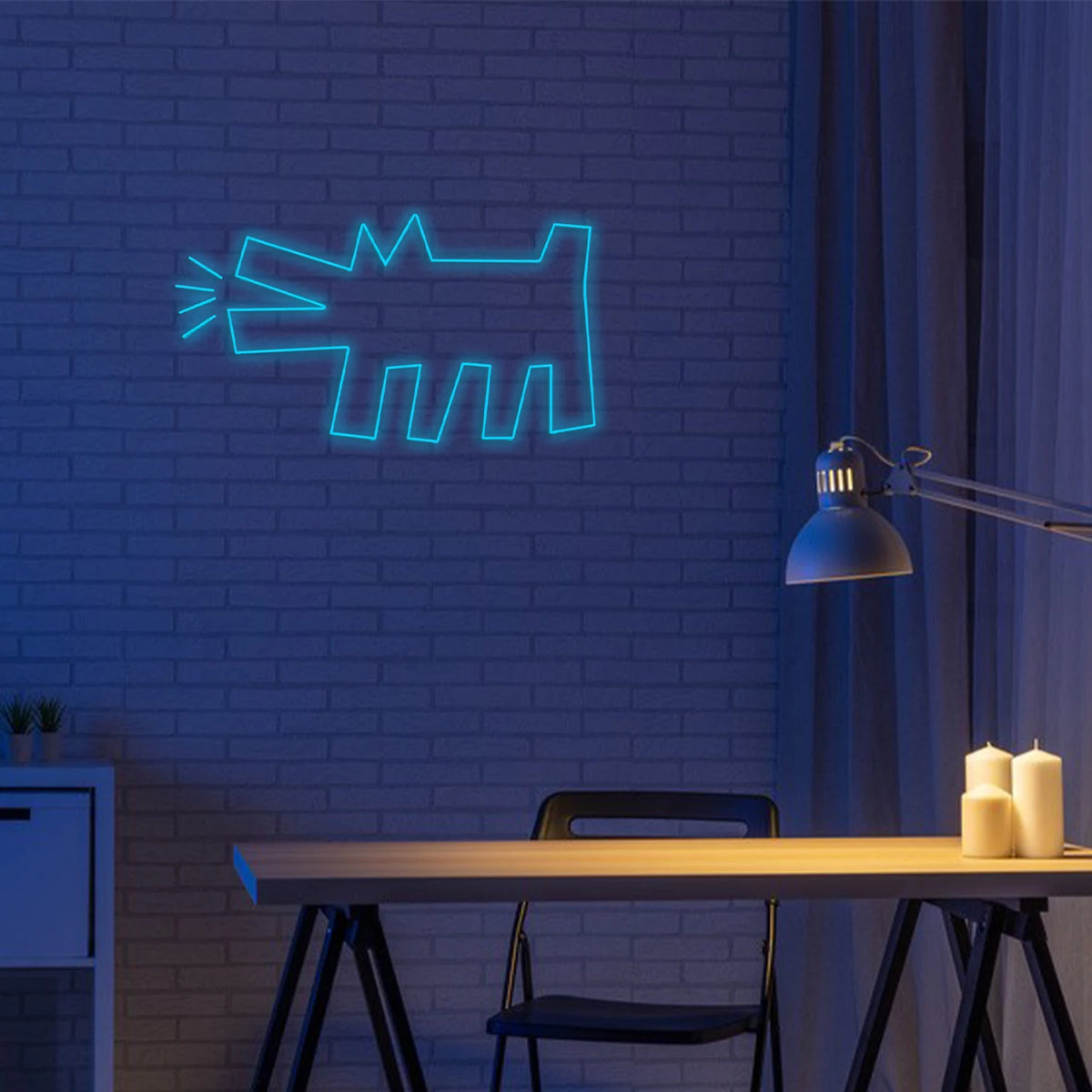 Контур на лаещо куче – LED неонова табела (5 V USB)