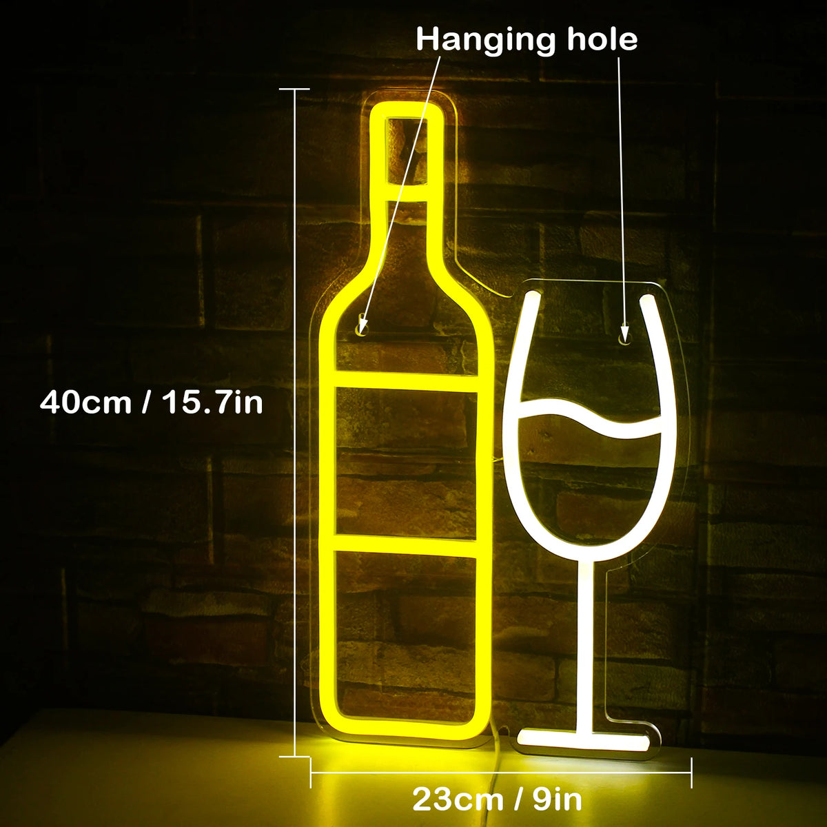 Bouteille de vin et verre – enseigne néon LED (5 V USB)
