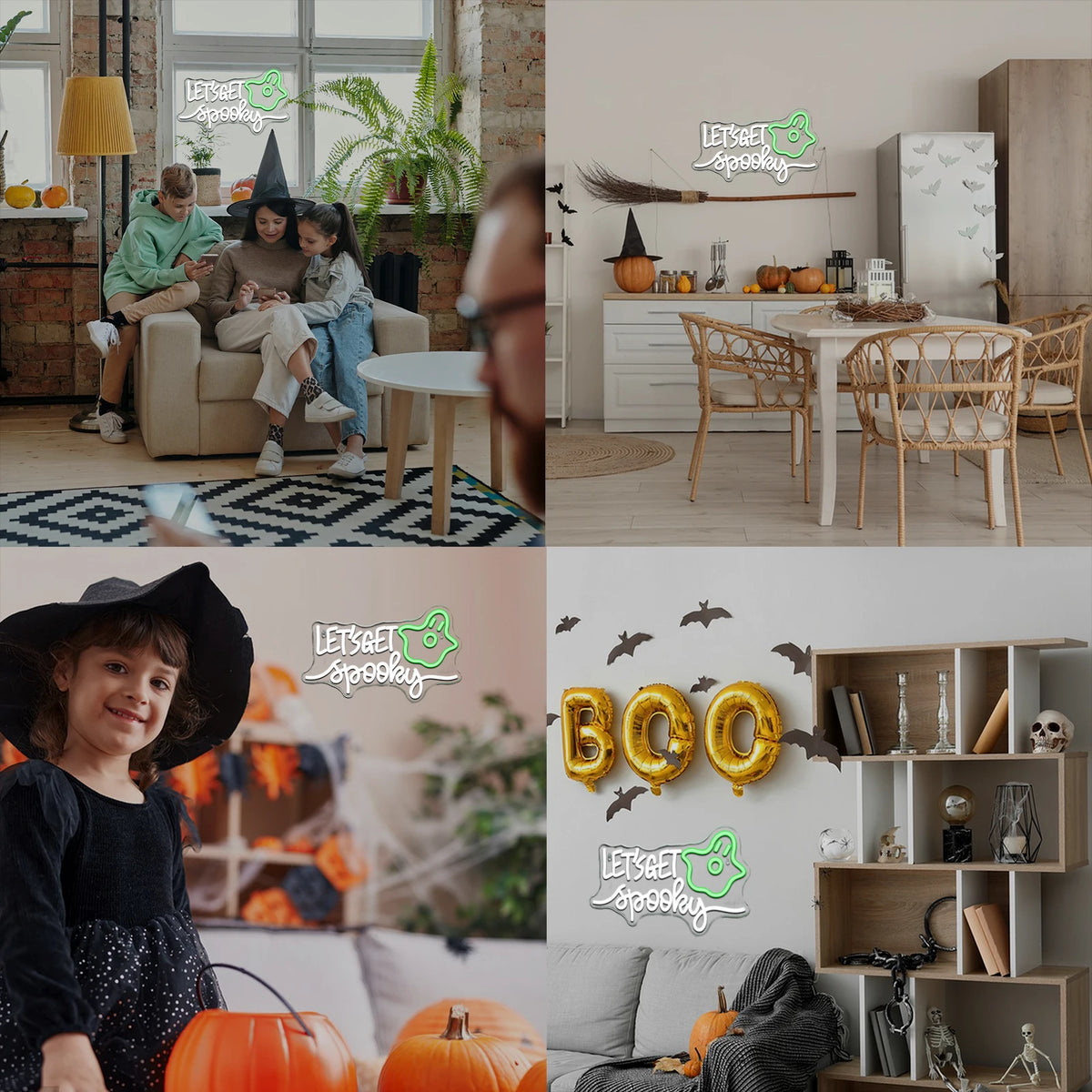 LET'S GET Spooky – Прилеп; Хелоуин – LED неонова табела (5 V USB)
