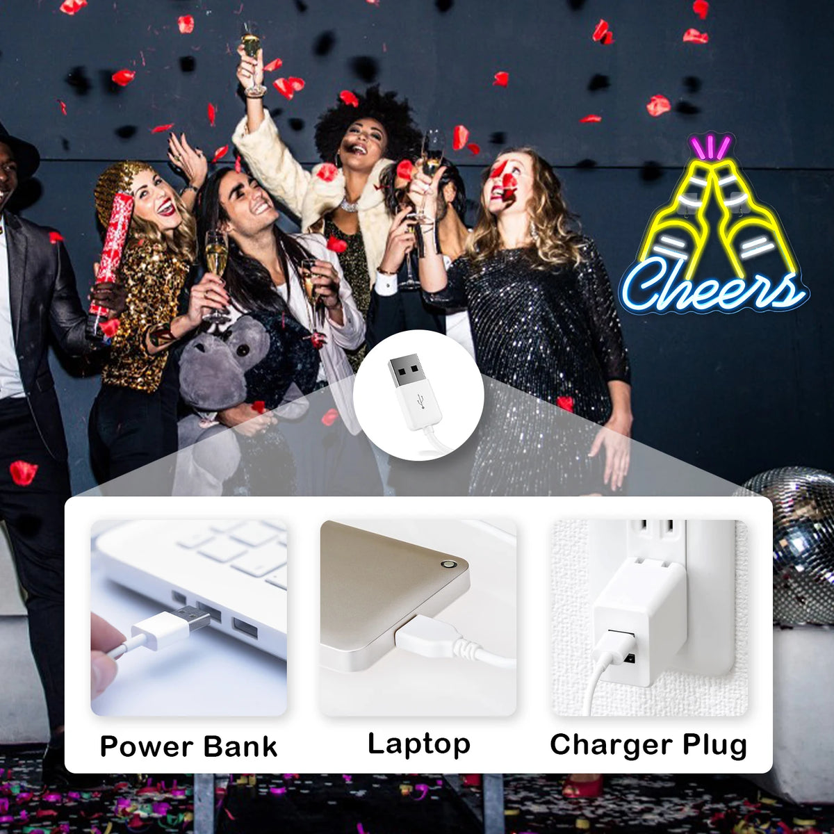 Bar Cheers 5V USB LED fényreklám - Pénztárcabarát