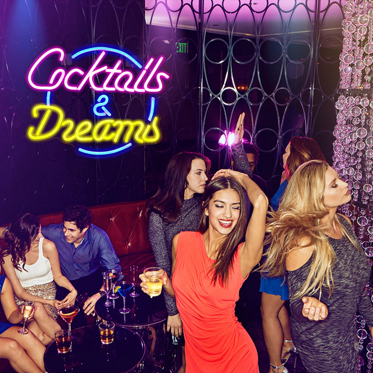 Неонова табела Cocktails Dreams 5V USB LED - Бюджетна 