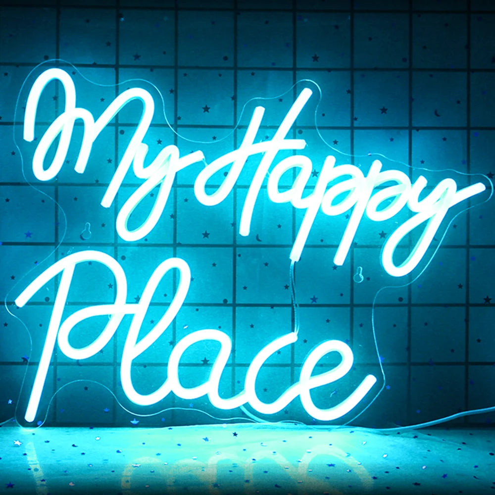 My Happy Place 5V Mini USB LED Neon Sign - Budget Friendly