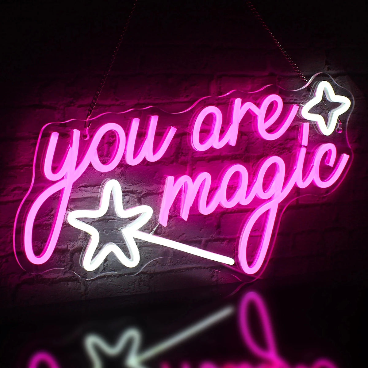 you are magic – Tryllestav og stjerner – LED-neonskilt (5 V USB)