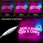 SAVE A HORSE Ride a Cowboy – Kaubojiška skrybėlė – LED neoninė iškaba (5 V USB)