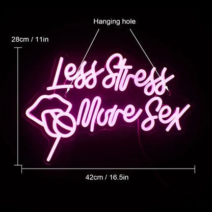 Less Stress More Sex 5V Mini USB LED Neon Sign - Budget Friendly