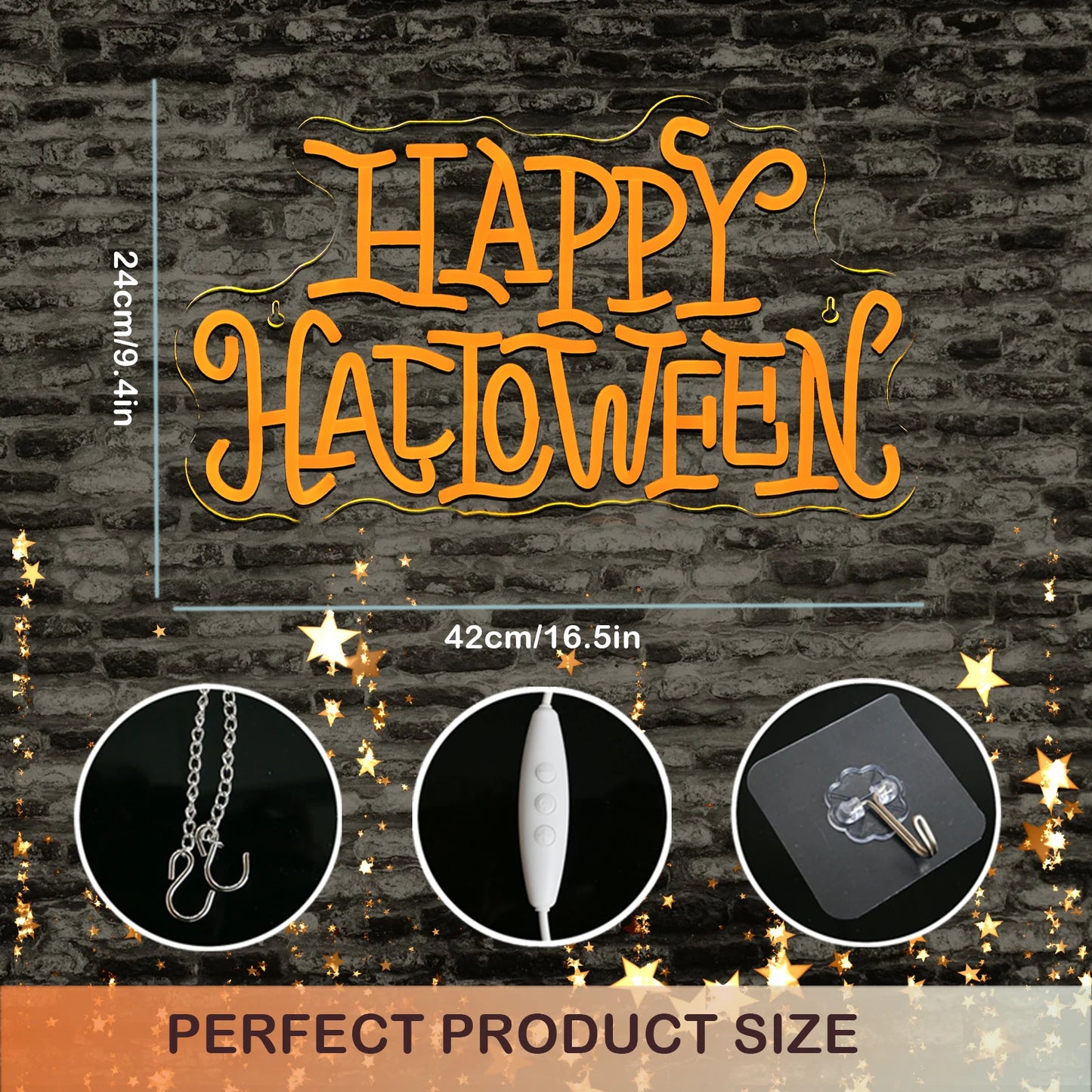 Happy Halloween 5V USB LED Świecący Napis - Przyjazny dla Budżetu