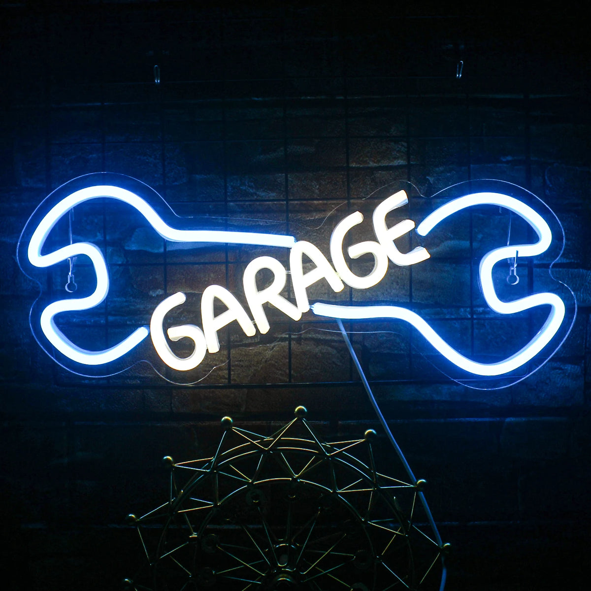 GARAGE – Skruenøgle – LED-neonskilt (5 V USB)