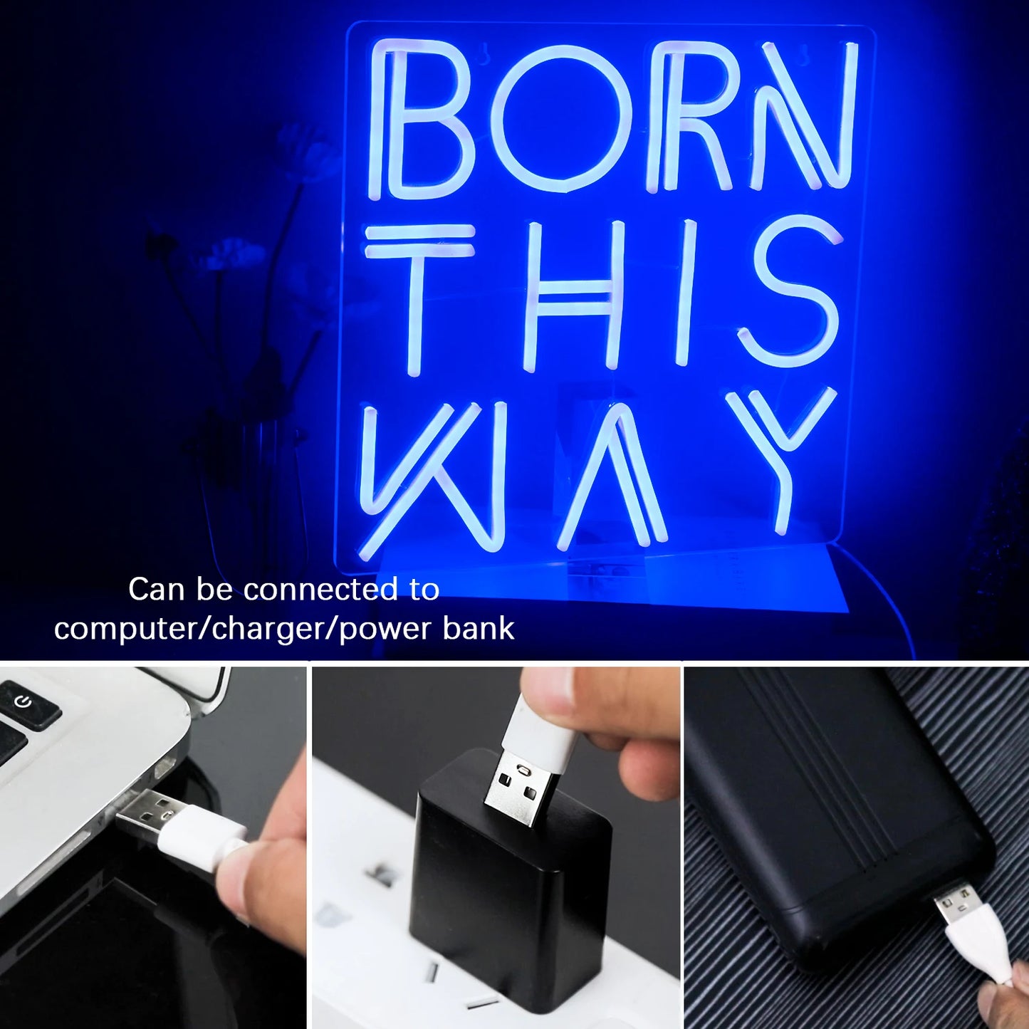 Born This Way 5V Mini USB LED Neon Sign - Budget Friendly