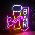Beer BAR – Alaus taurė ir rodyklė žemyn – LED neoninė reklama (5 V USB)