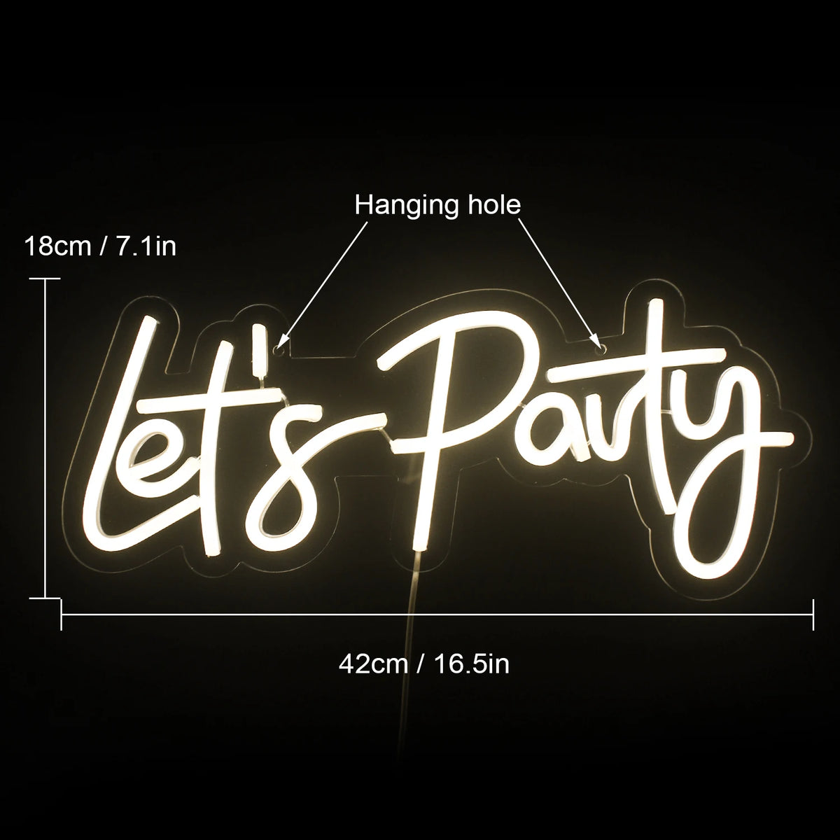 Let's Party – semn luminos neon LED (5 V USB)