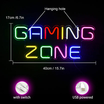 Gaming Zone Colorful 5V Mini USB LED Neon Sign - Budget Friendly